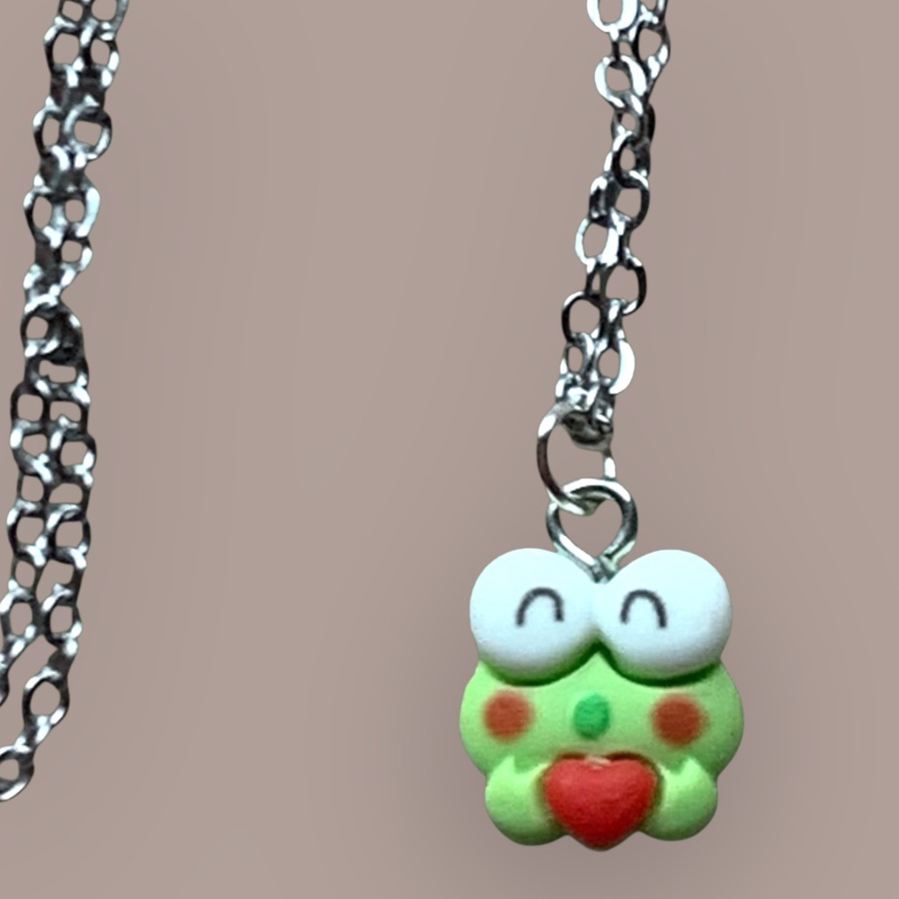 Kerropi Silver Necklace with Red Heart hello Kitty family Sanrio